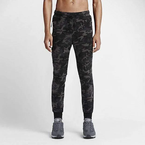 NIKE TECH FLEECE CAMO MEN'S TROUSERS - Medium Ash Black