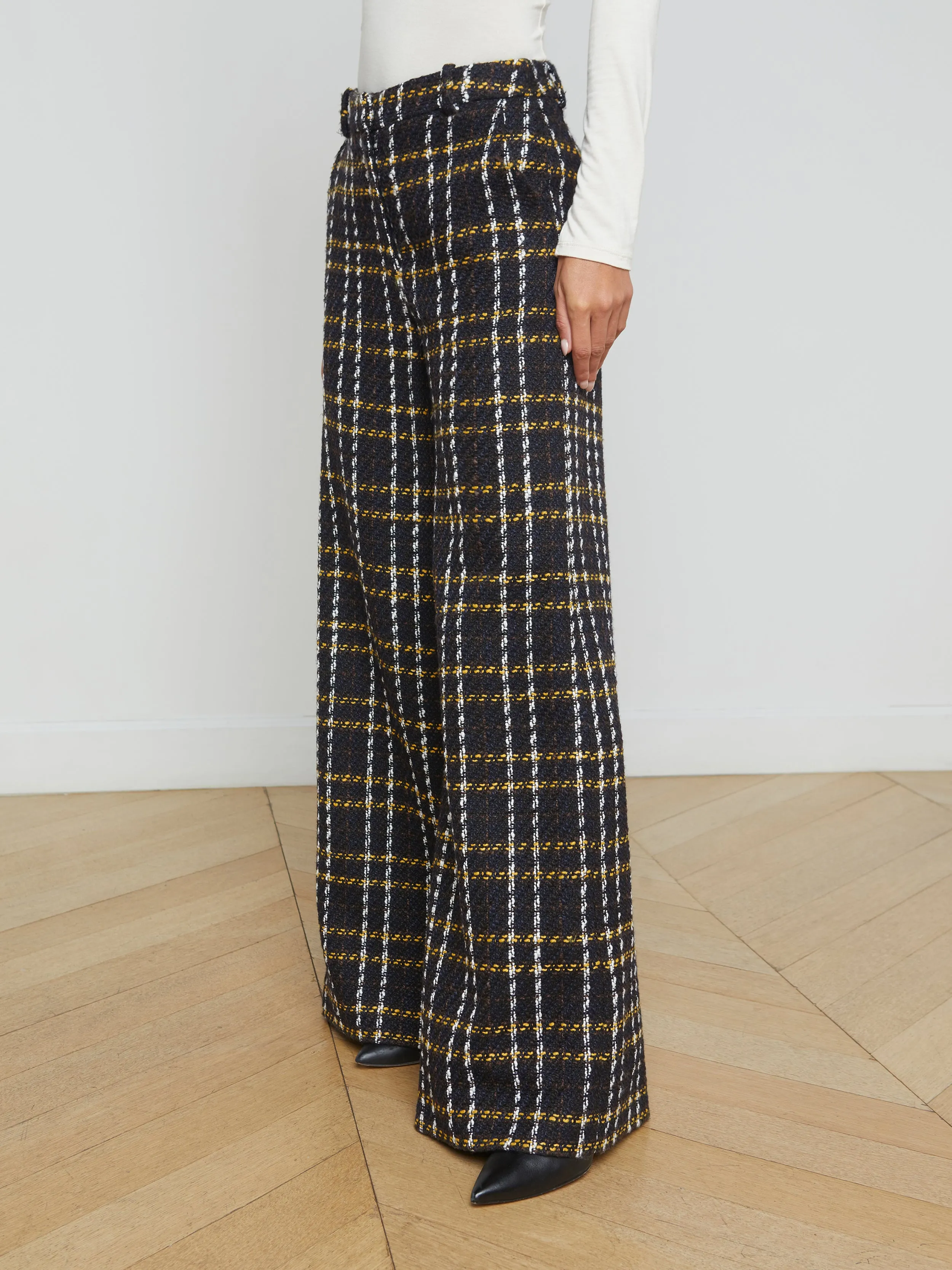 Pilar Tweed Wide-Leg Pant