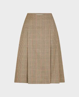 Pleated Wool Midi Skirt