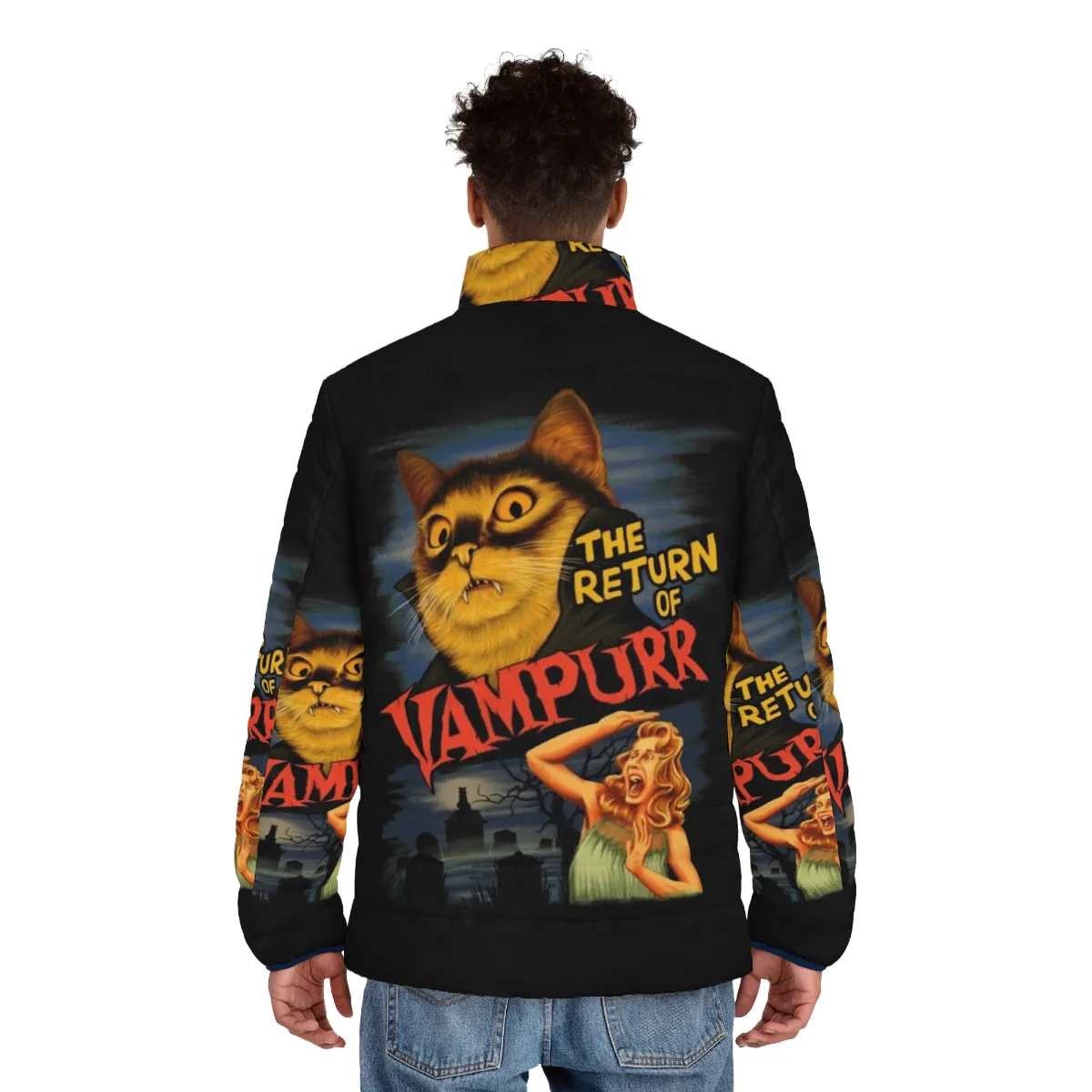 "Vampurr Puffer Jacket: The Purr-fect Cat T-Shirt for Feline Fanatics"