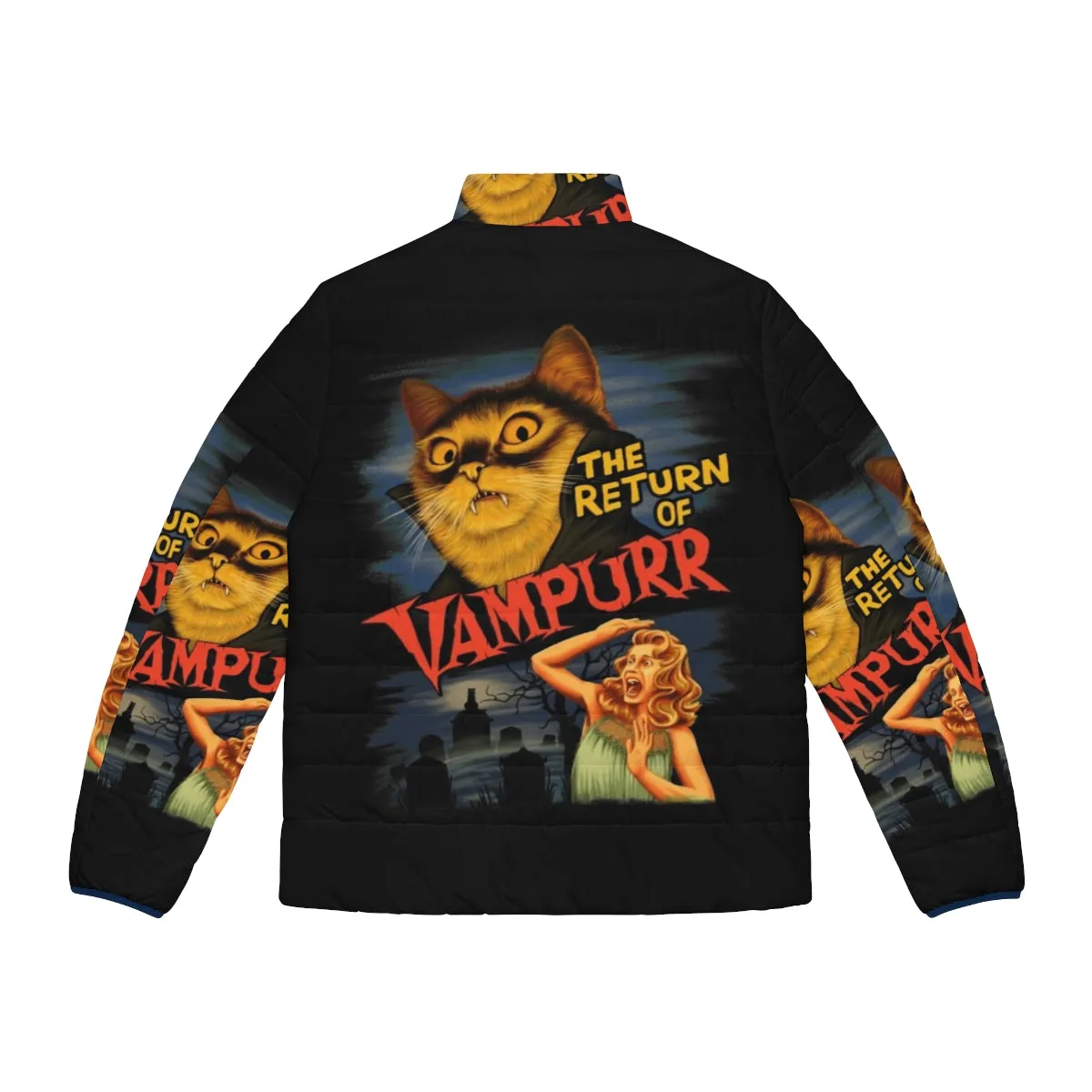 "Vampurr Puffer Jacket: The Purr-fect Cat T-Shirt for Feline Fanatics"