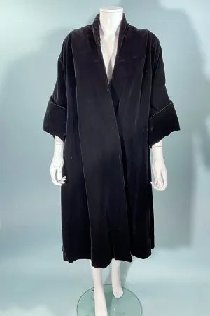 SOLD Vintage 50s Black Velvet Swing Coat, Wrap Front Evening/Party Coat M/L/XL