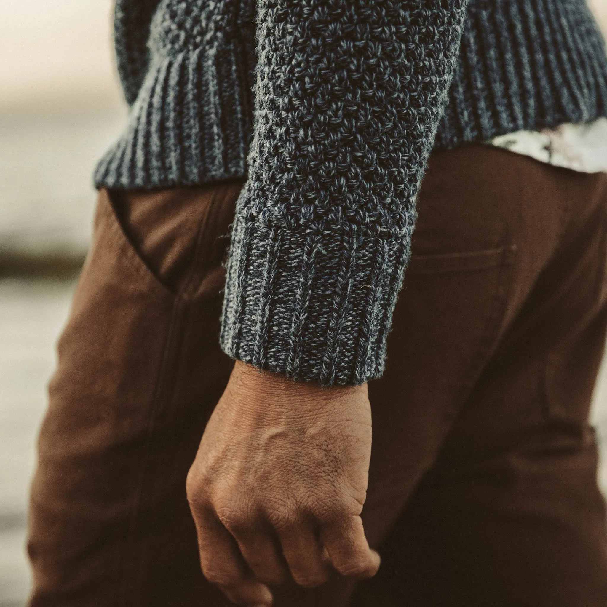 The Fisherman Sweater in Navy Melange