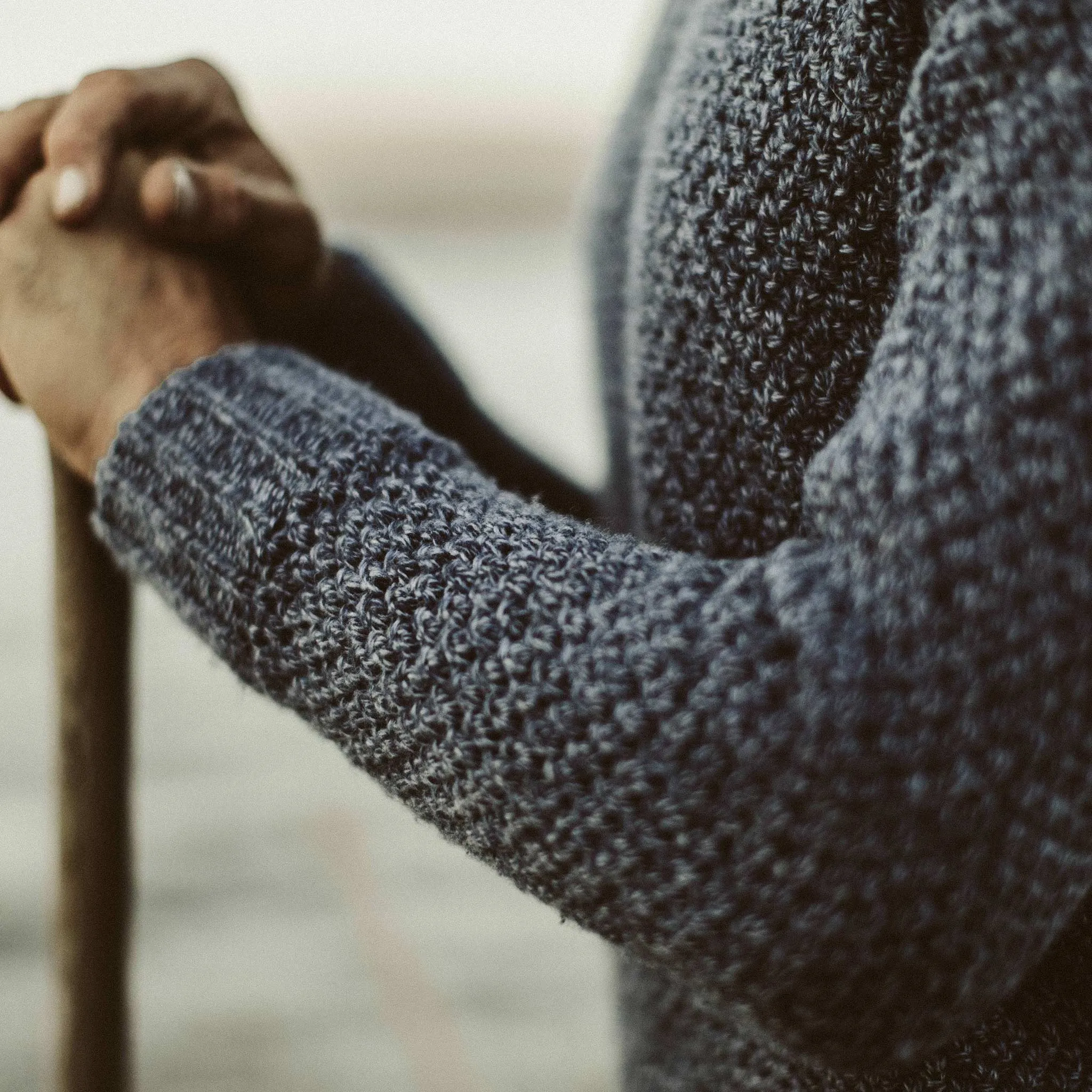 The Fisherman Sweater in Navy Melange