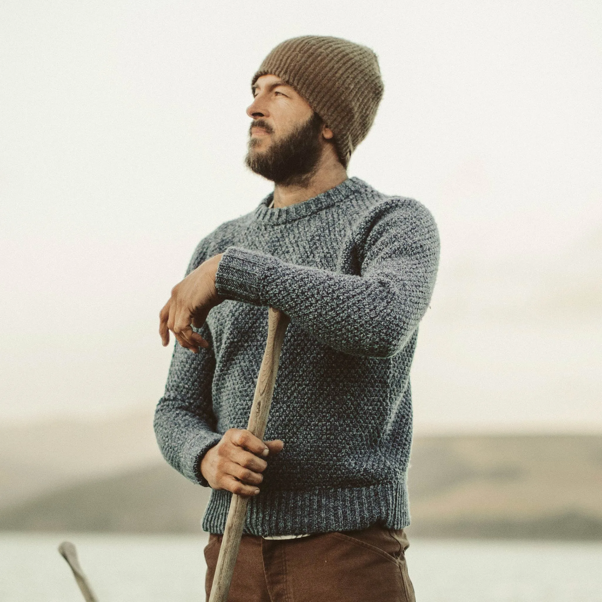 The Fisherman Sweater in Navy Melange