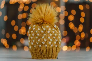 Tiny Hearts Faux Fur Pom-Pom Beanie in I've Got Sunshine Baby/Youth