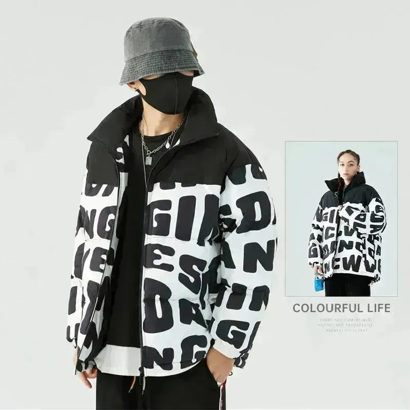 Unisex Teenagers Cotton Padded Hooded Winter Puffer Coat Jacket street style