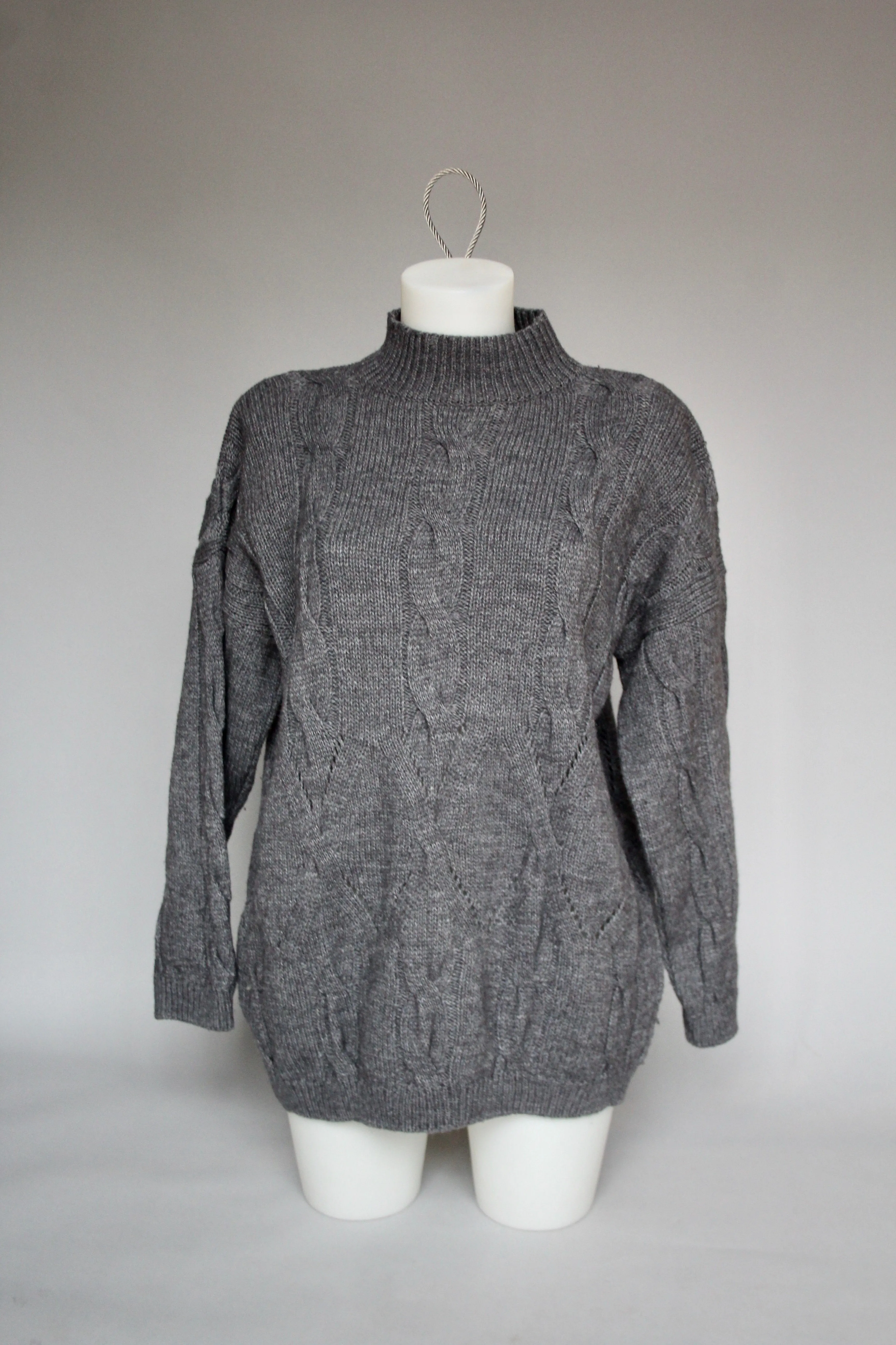 Vintage Charcoal Grey Mock Neck - XL