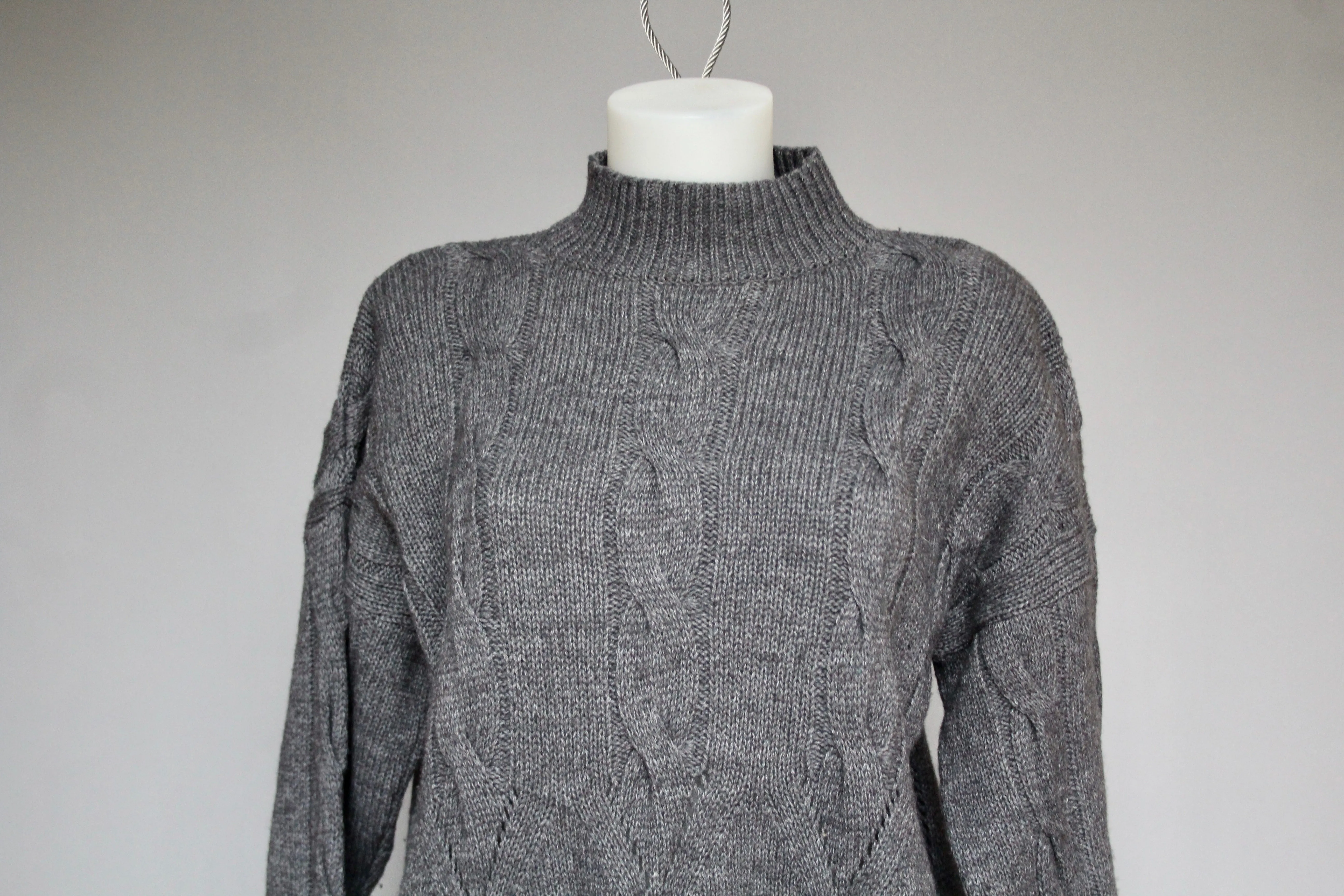 Vintage Charcoal Grey Mock Neck - XL