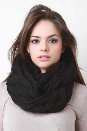 Wide Cable Knit Infinity Scarf