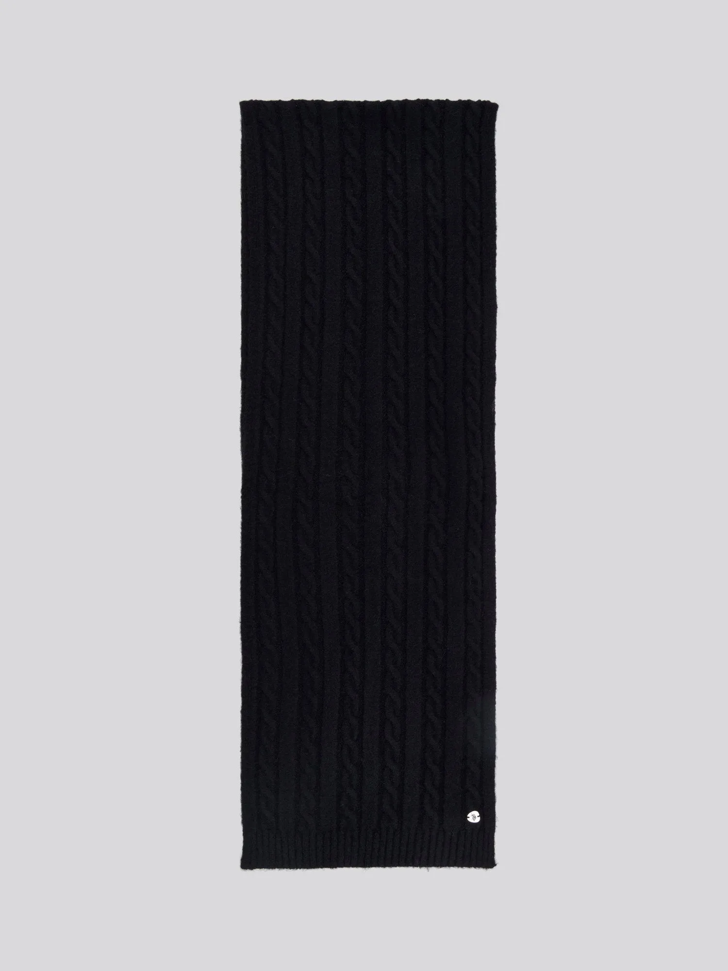 Womens Hanging Signature Cable Knit Scarf in Black